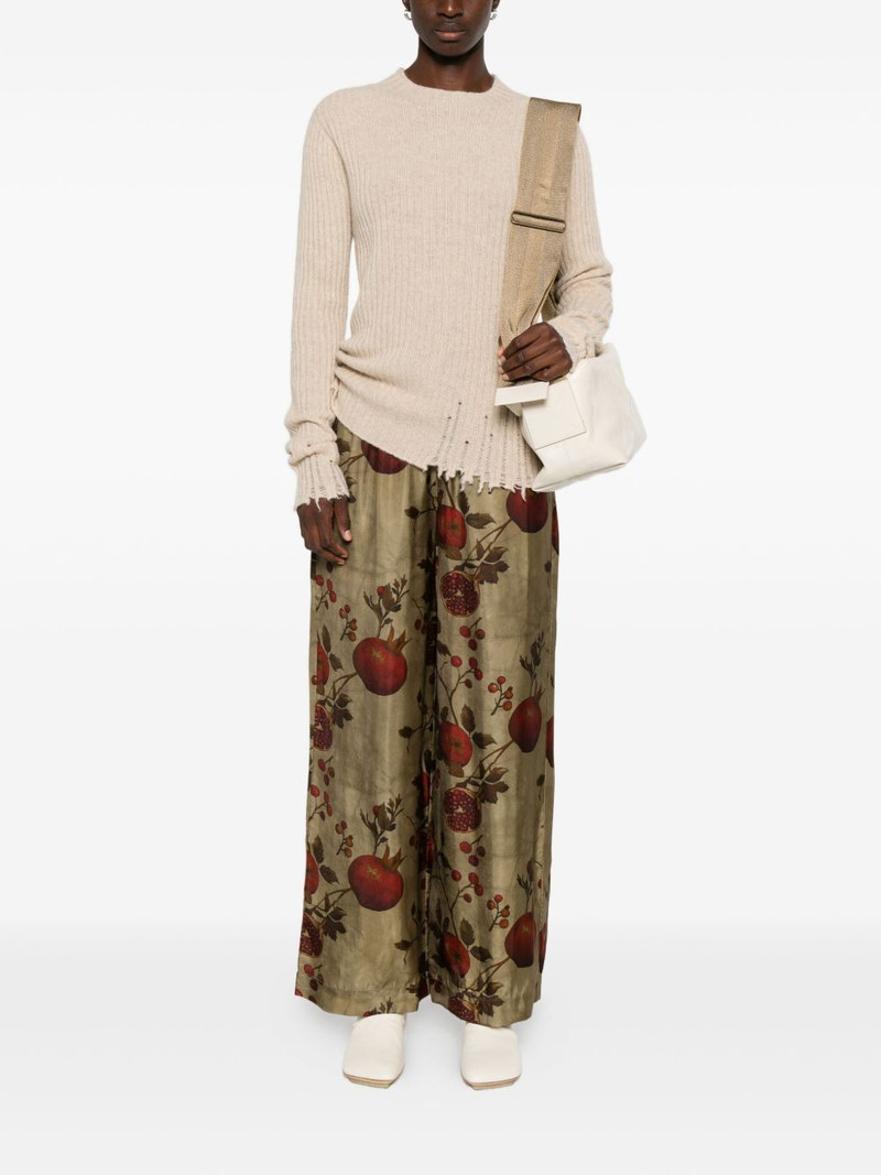 UMA WANG ribbed frayed-trims sweater outlook
