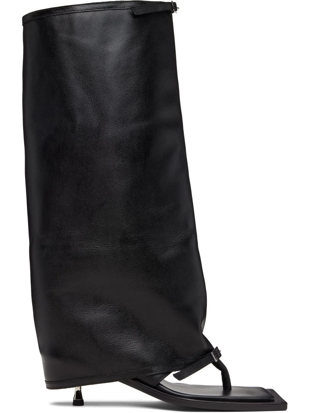 Black Kaia Stiletto Tall Heeled Sandals - 1