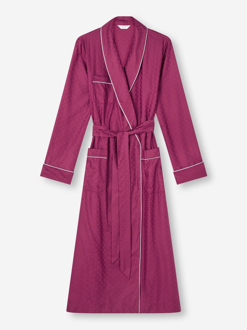 Women's Long Dressing Gown Kate 7 Cotton Jacquard Berry - 1