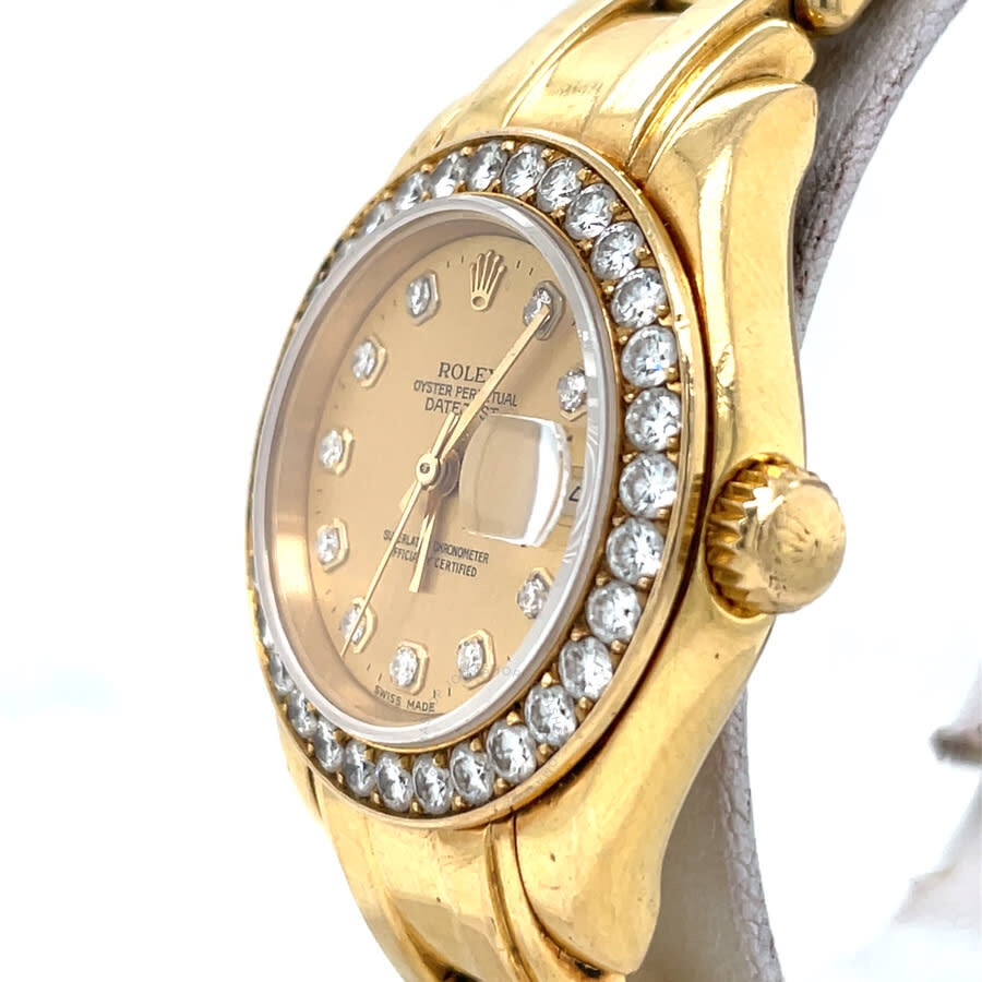 Pre-owned Rolex Lady Datejust Automatic Diamond Champagne Dial Ladies Watch 69298 CDPM - 4