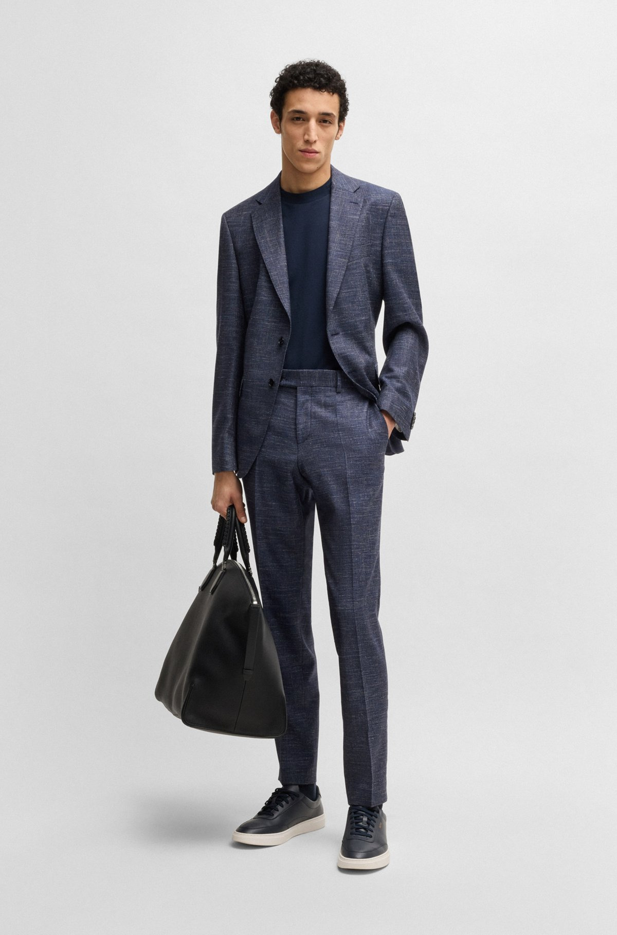 SLIM-FIT TROUSERS IN PATTERNED WOOL - 3