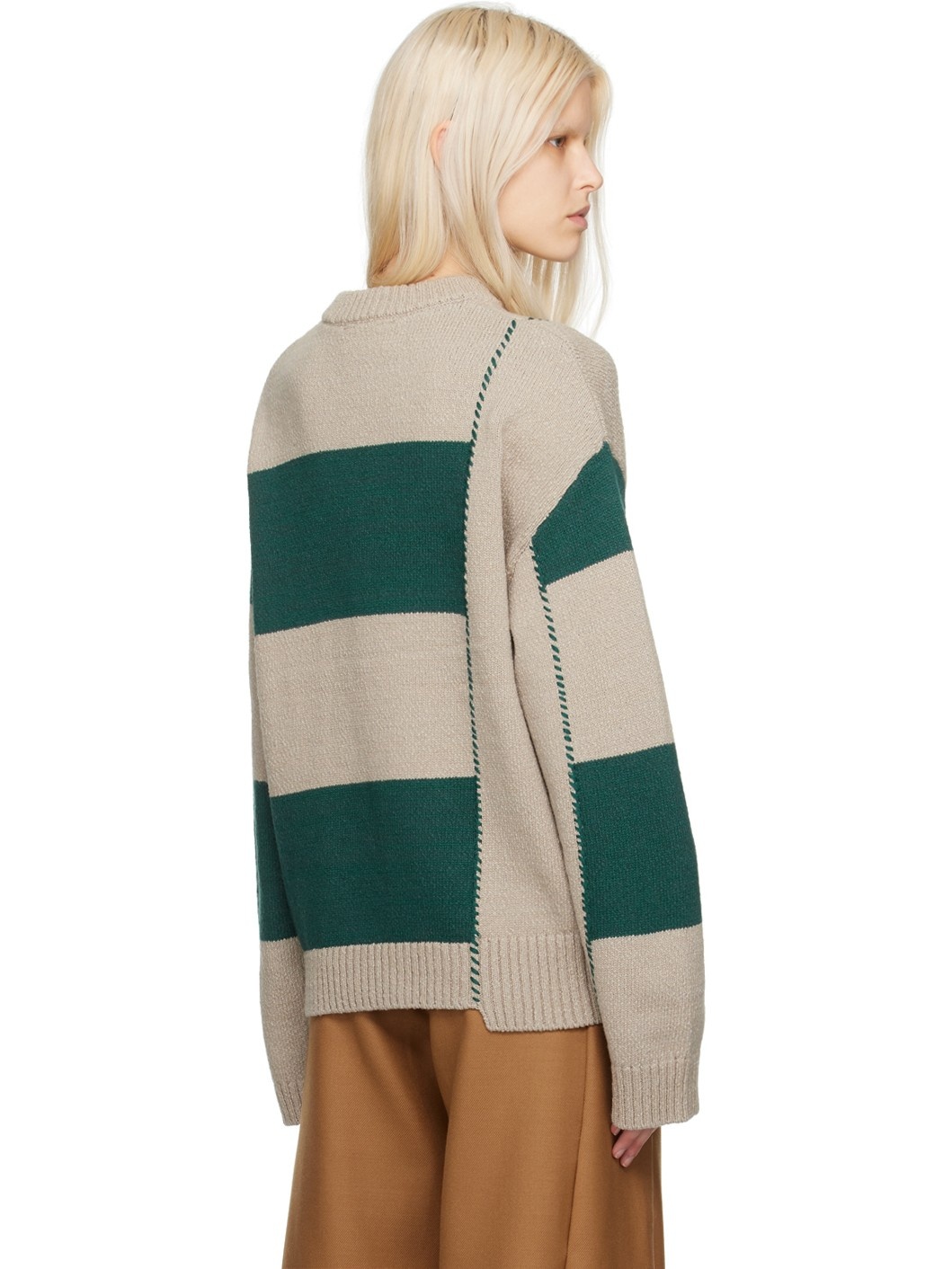 Beige & Green Baha Sweater - 3
