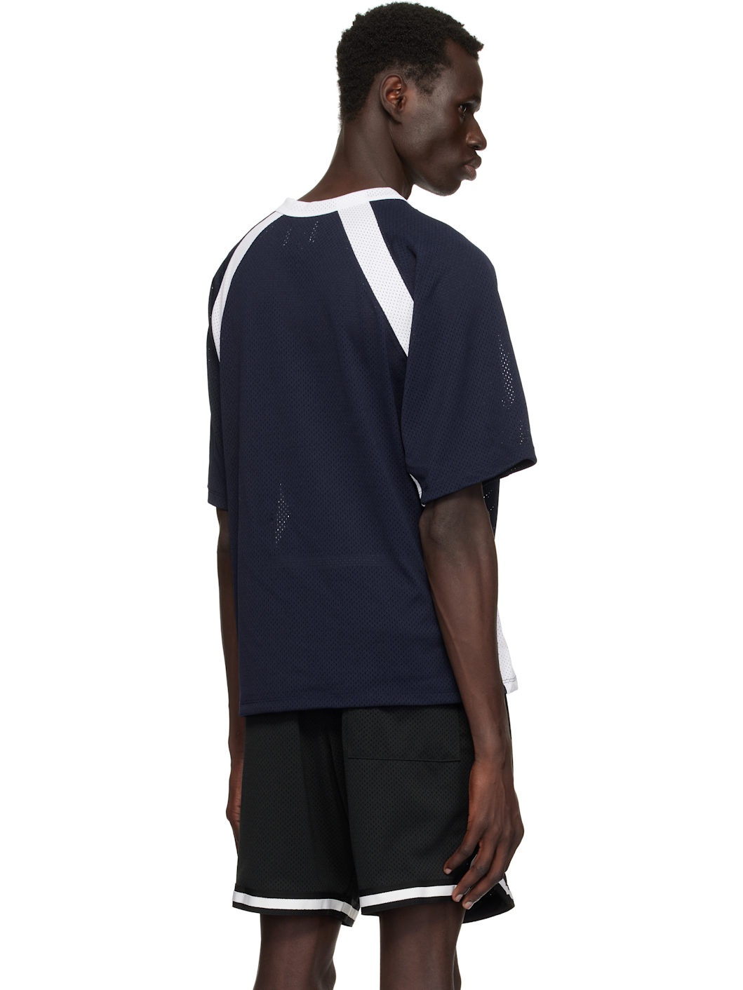 Navy & White Racing Logo Mesh T-shirt - 3