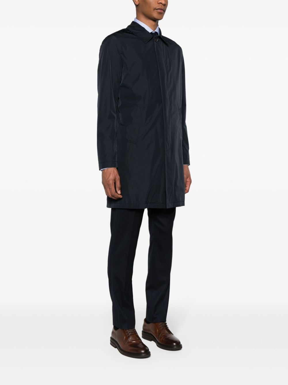 spread-collar buttoned raincoat - 3