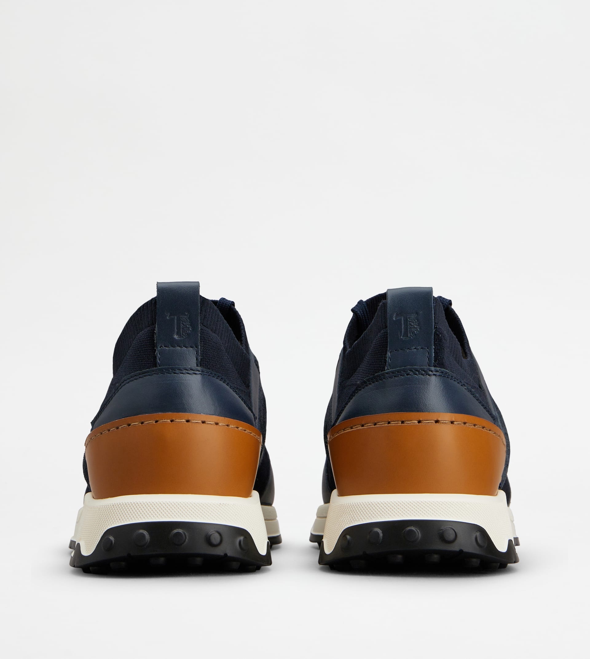 SNEAKERS IN LEATHER AND TECHNICAL FABRIC - BLUE - 2