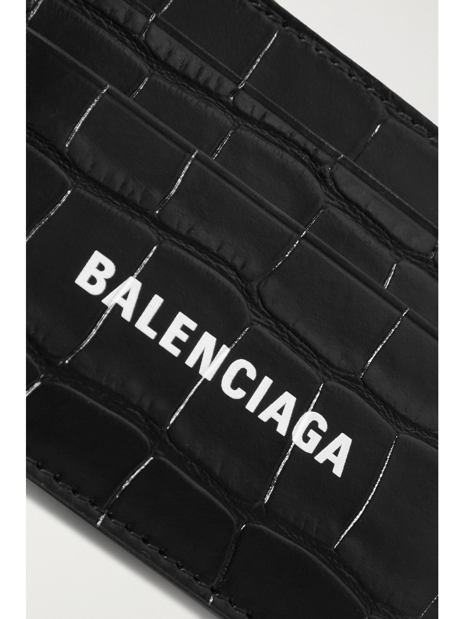 Cash printed croc-effect leather cardholder Black - 3
