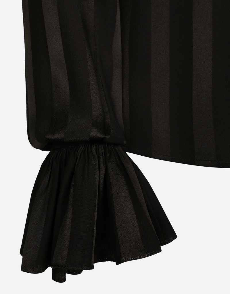 Silk jacquard shirt with pleated cuffs and collar 11