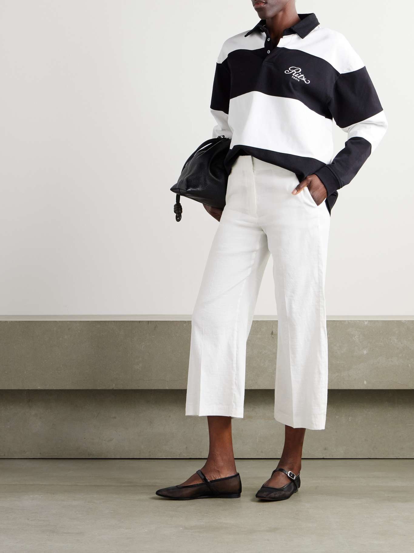 Terena cropped linen-blend wide-leg pants White - 2