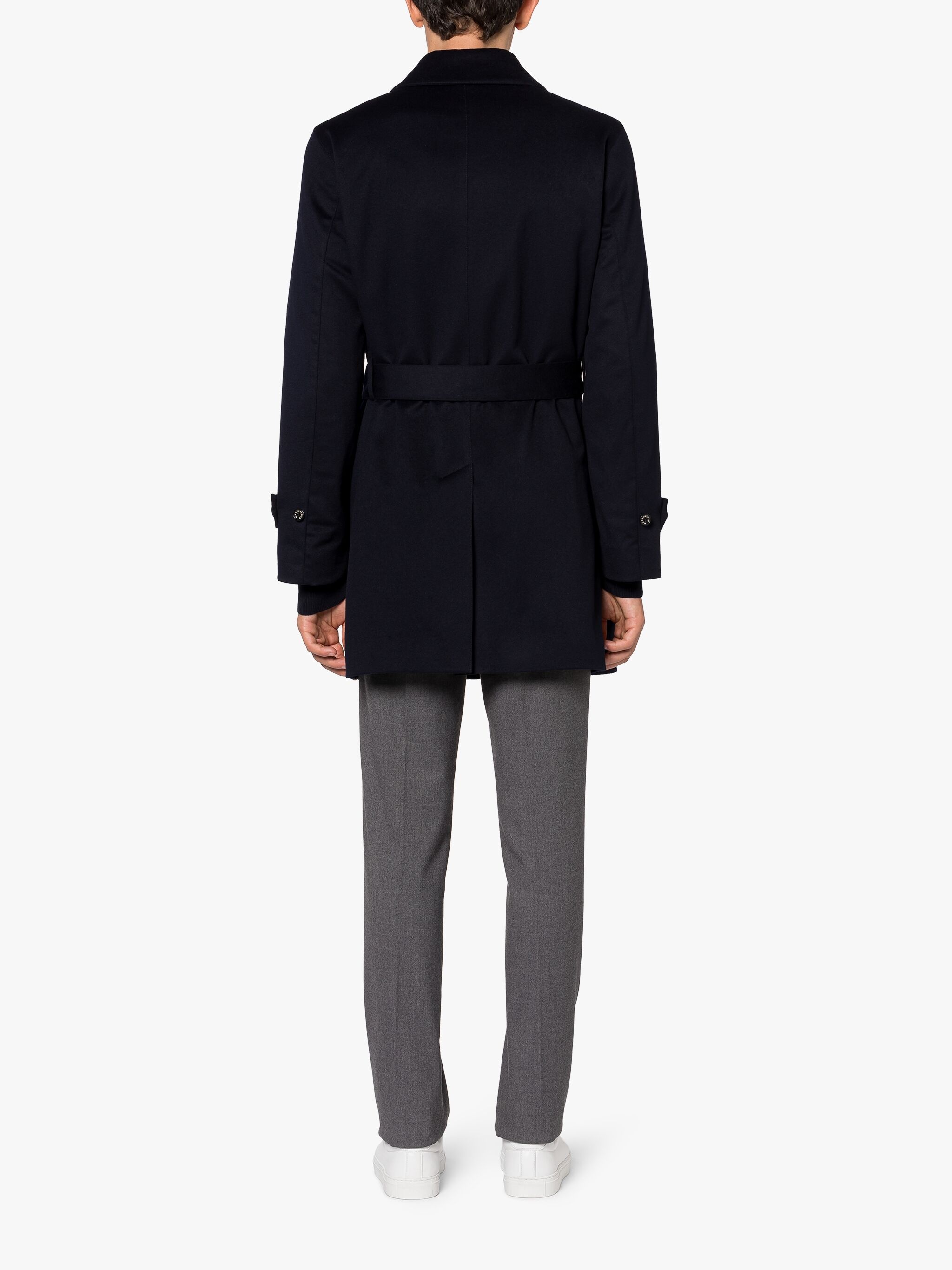 FETLAR NAVY RAIN SYSTEM WOOL SHORT TRENCH COAT - 4