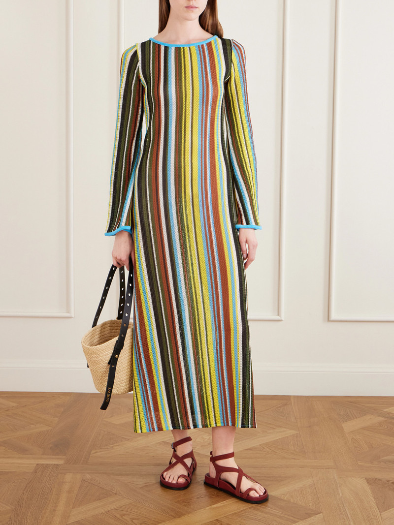 STAUD Lorena Open-back Striped Knitted Maxi Dress outlook