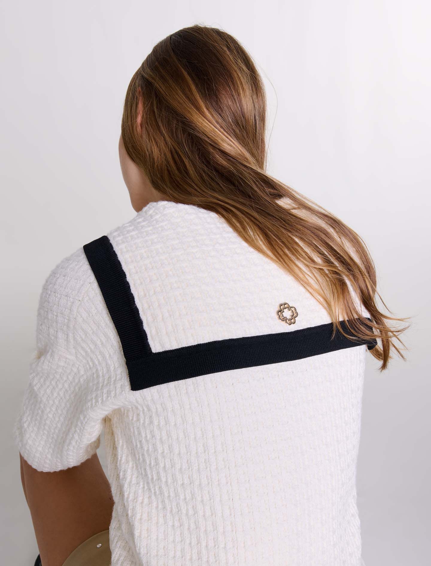 Contrast collar cardigan - 7