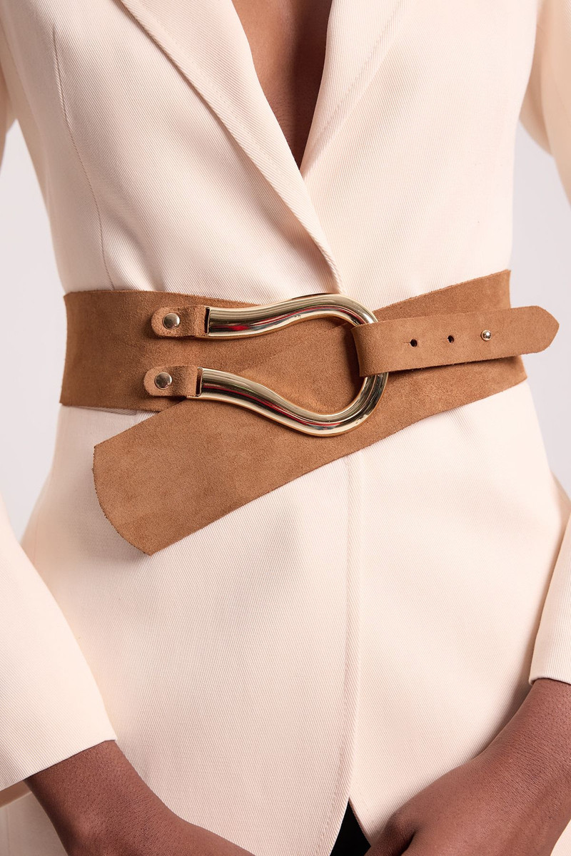 Suede Hardware Detail Waist Belt 1