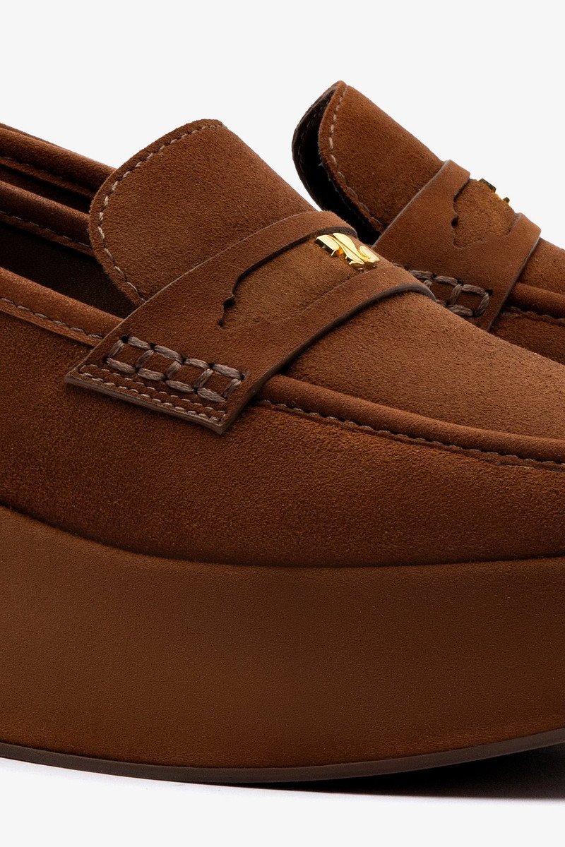Suki Flatform Loafer In Burnt Umber Suede 4