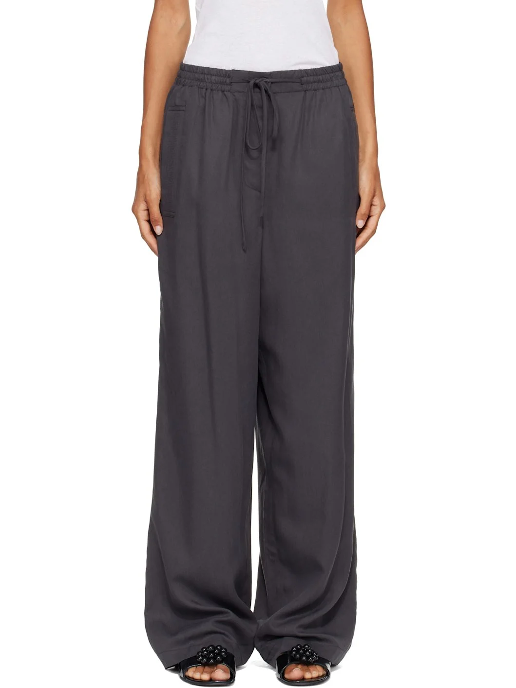 Gray Silky Drawstring Trousers - 1