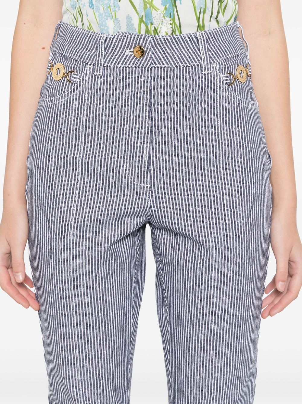 striped flared trousers - 5