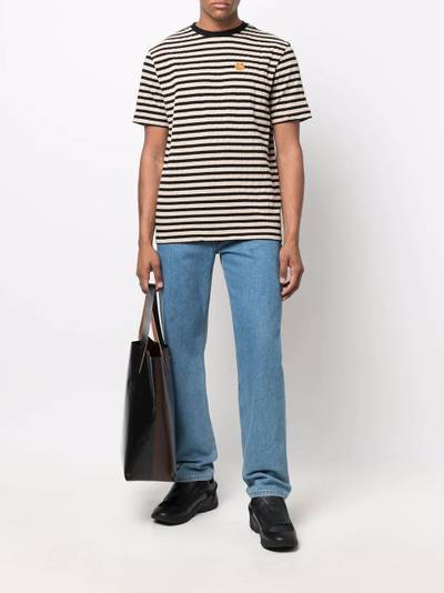 KENZO logo-patch striped cotton T-shirt outlook