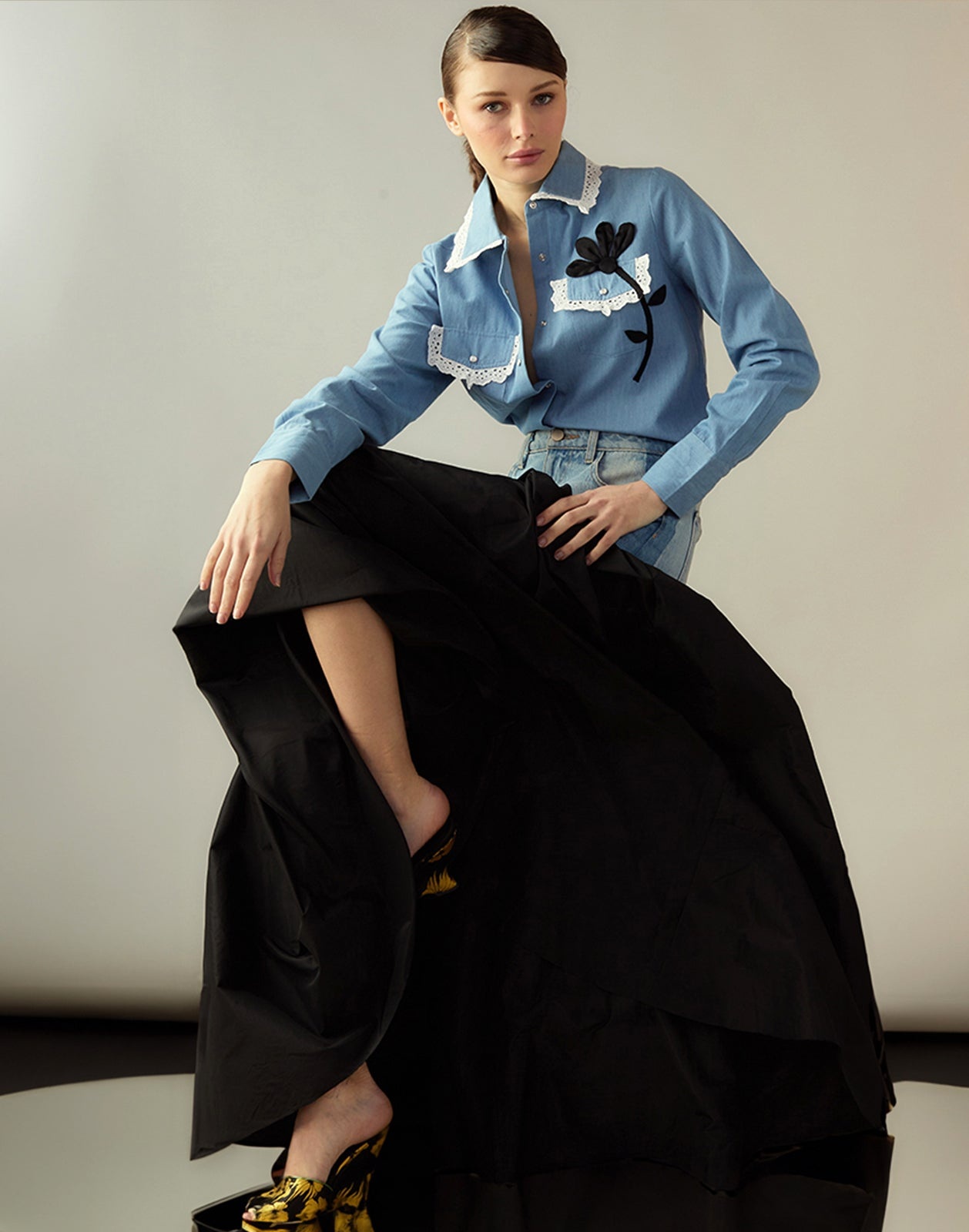 Denim Taffeta Skirt - 12