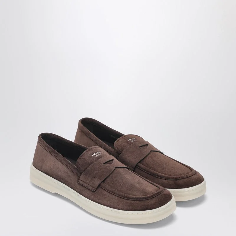 Prada Brown Suede Loafers Men - 1