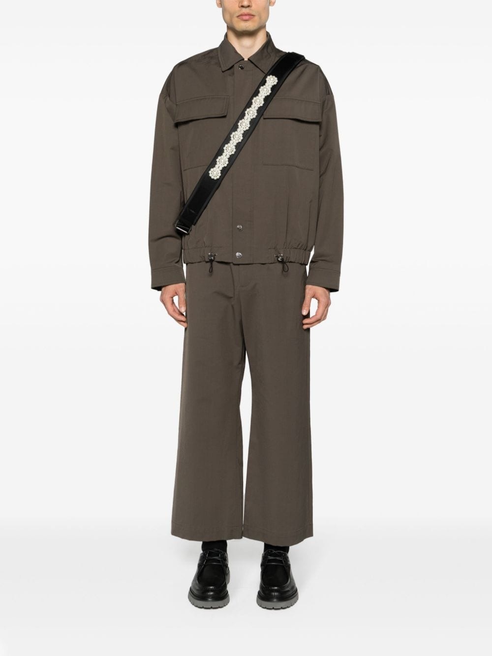 drawstring twill shirt jacket - 2