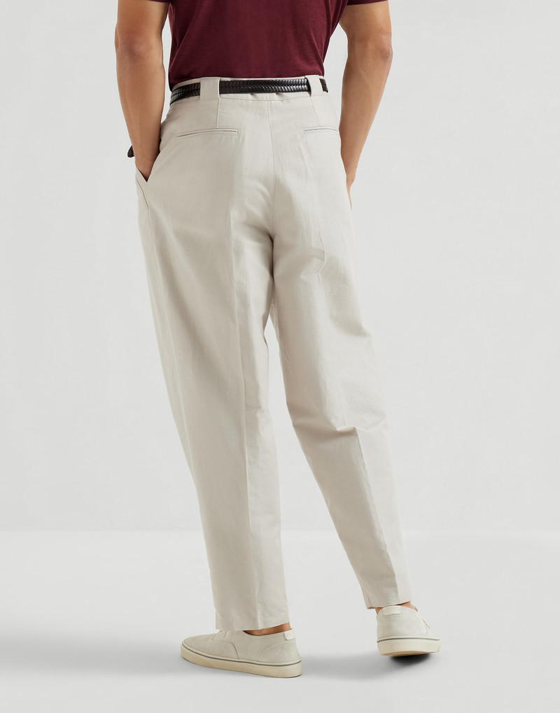 Cotton and linen panama trousers with pleat 3