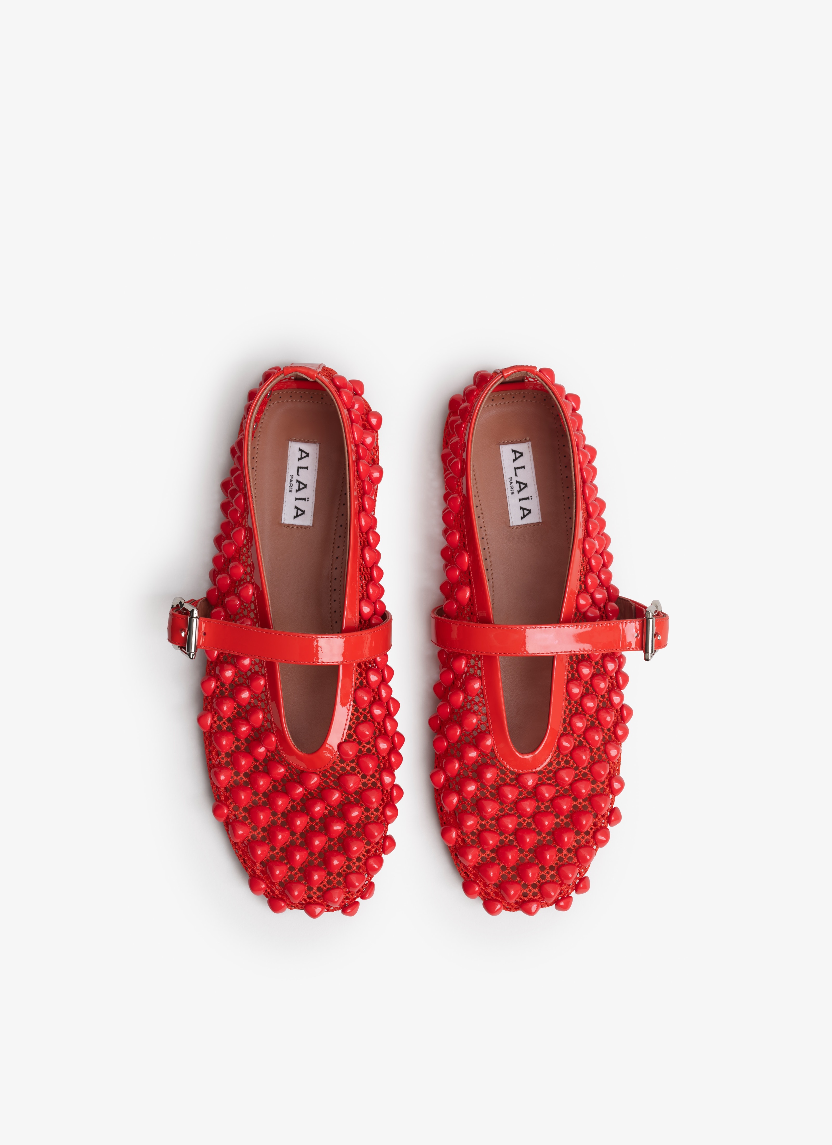 BALLET FLATS WITH STUDS ON FISHNET - 3