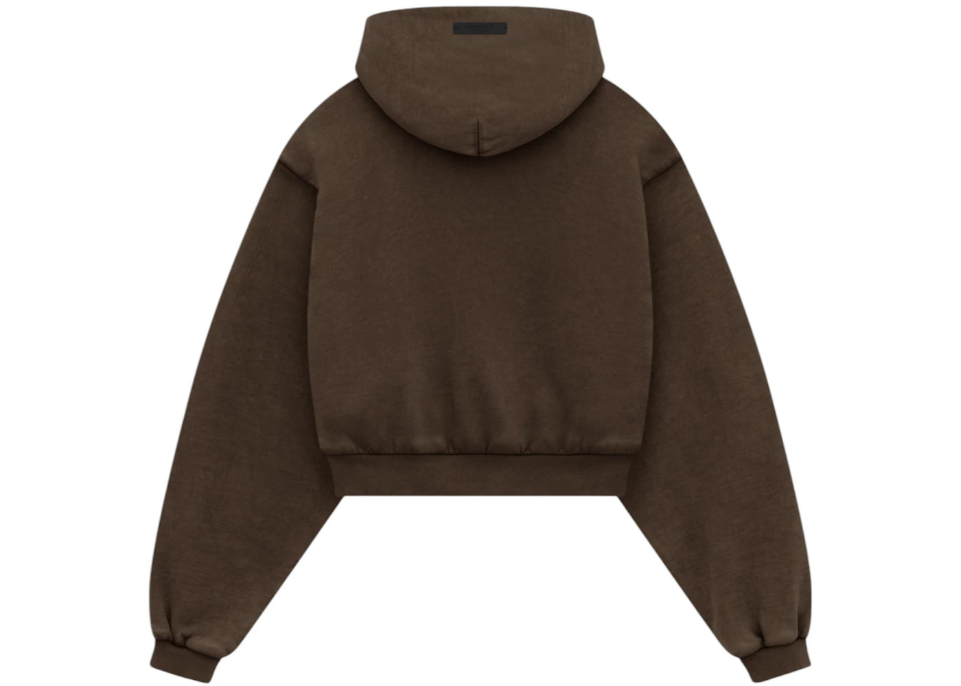 Fear of God Essentials Women's Heavy Fleece Cropped V-Neck Hoodie Brown - 2