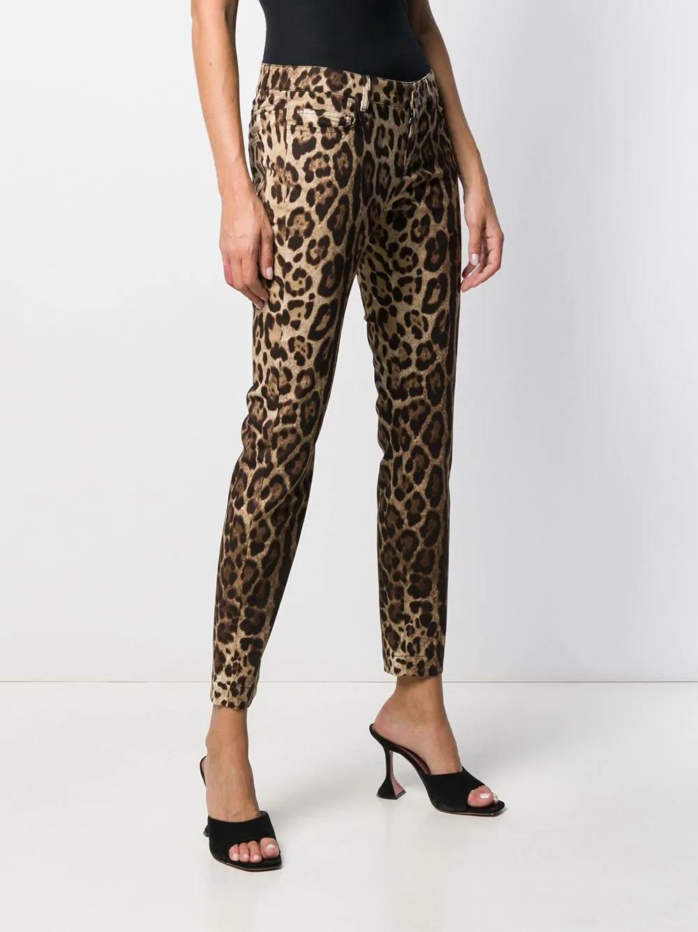 leopard print cropped jeans - 3