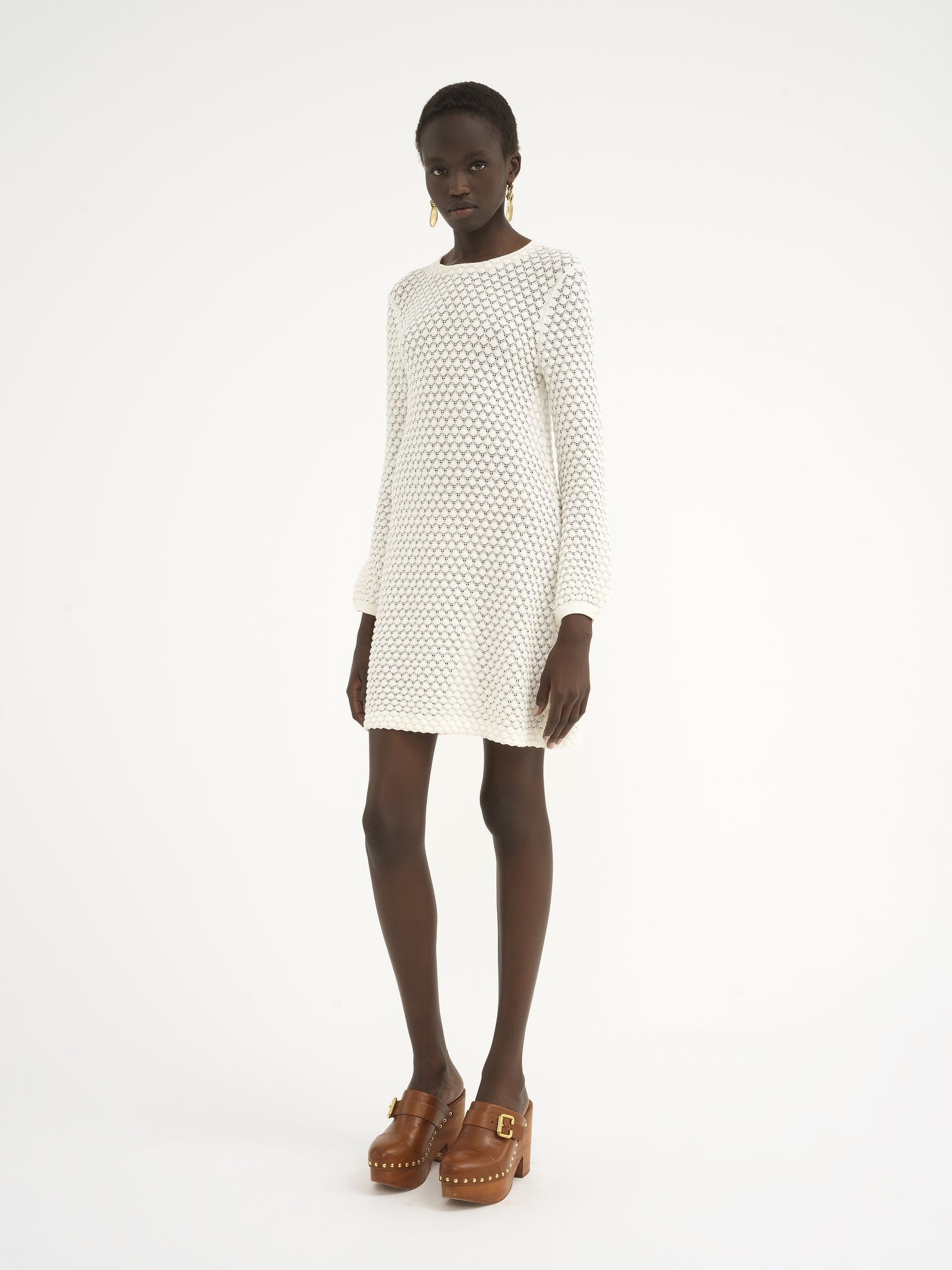 MINI DRESS IN COTTON POINTELLE - 4