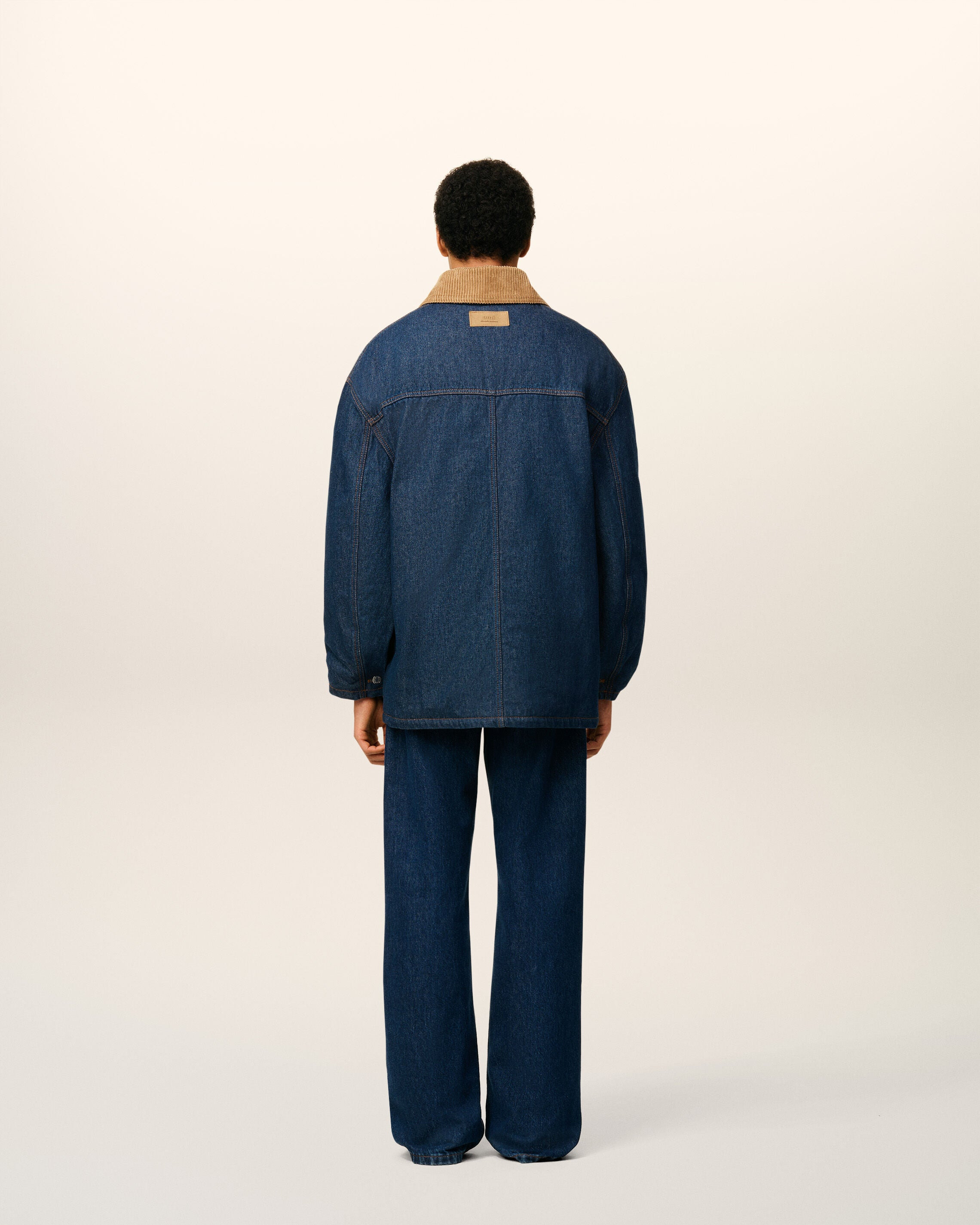BLUE COTTON PADDED WORKER JACKET - 5