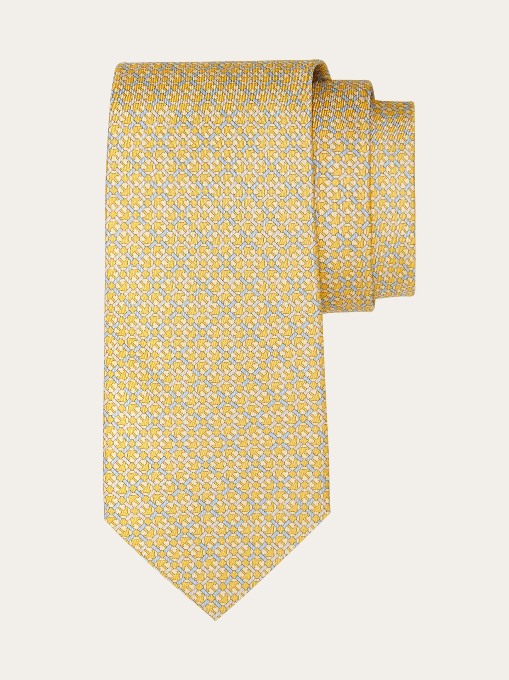 Gancini print silk tie - 1