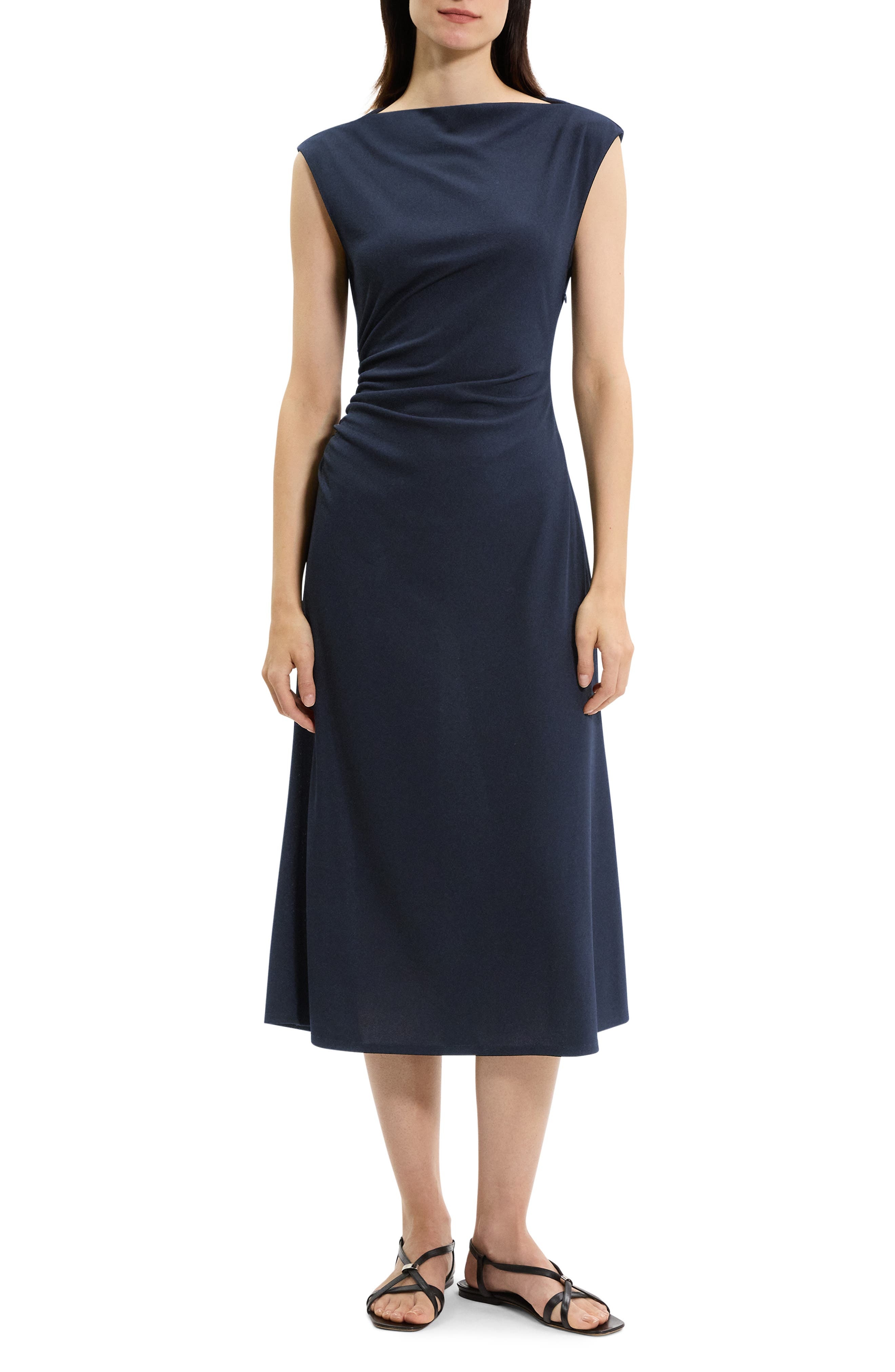 Theory Bateau Neck Knit Dress in Nocturne Navy at Nordstrom - 1