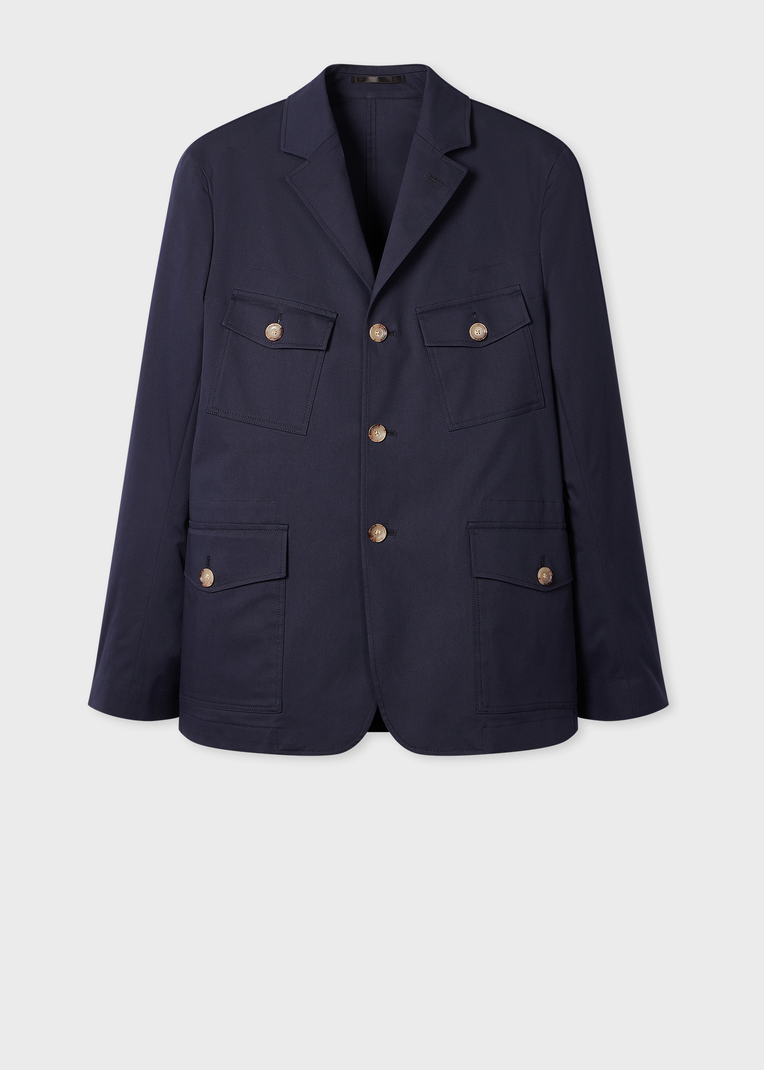Navy Fine Cotton-Twill Four Pocket Blazer - 1