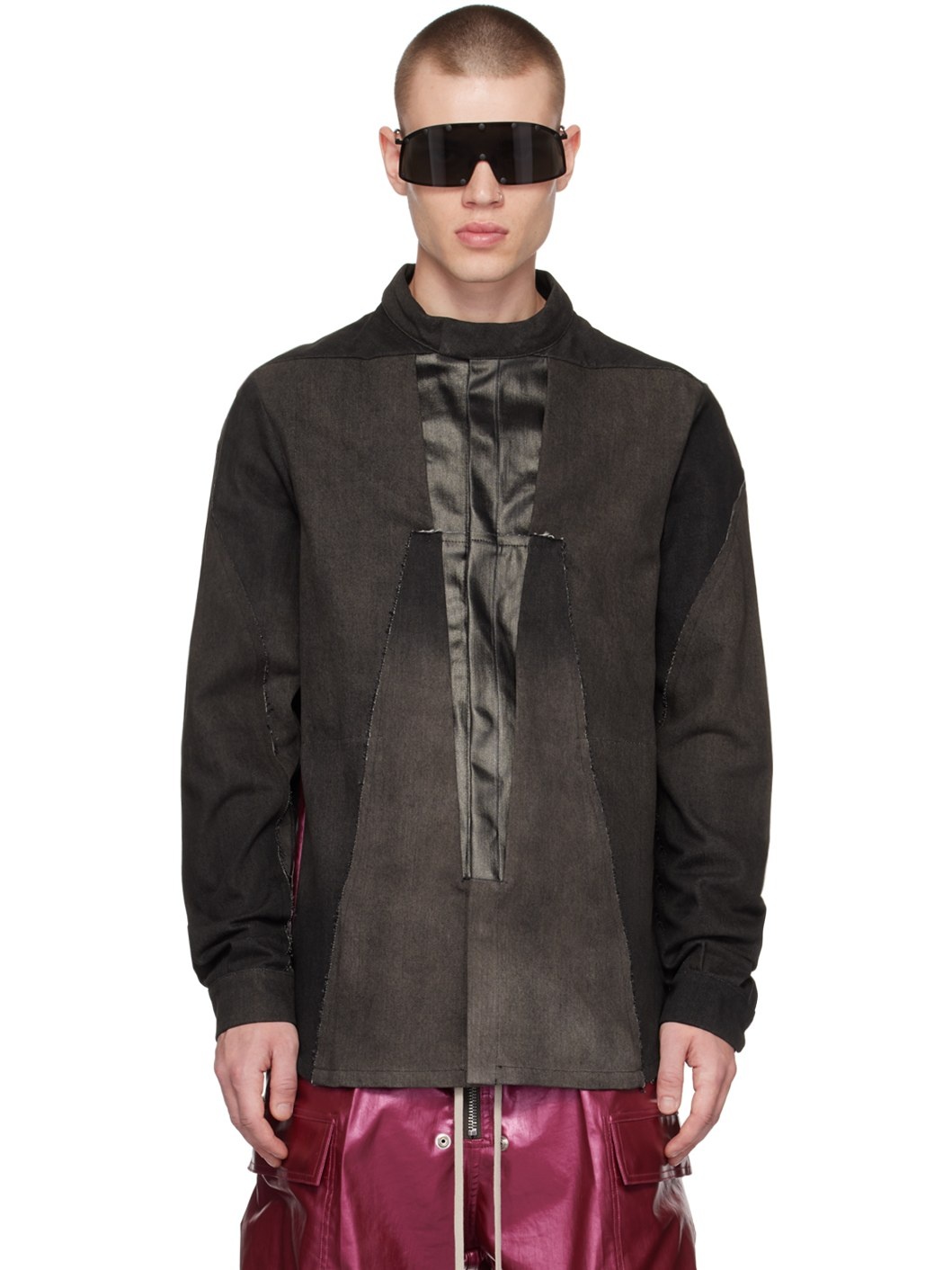 Brown Splintered Denim Jacket - 1