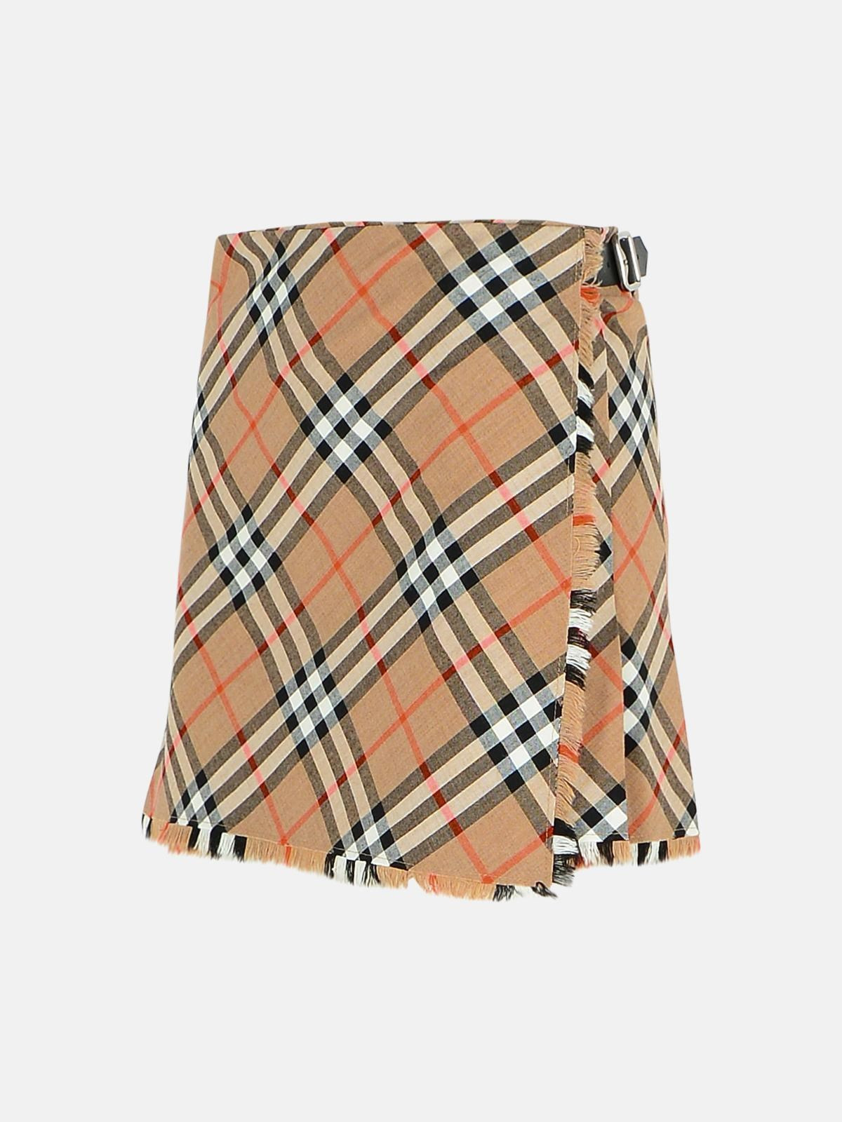 'CHECK' BEIGE WOOL BLEND MINISKIRT - 2