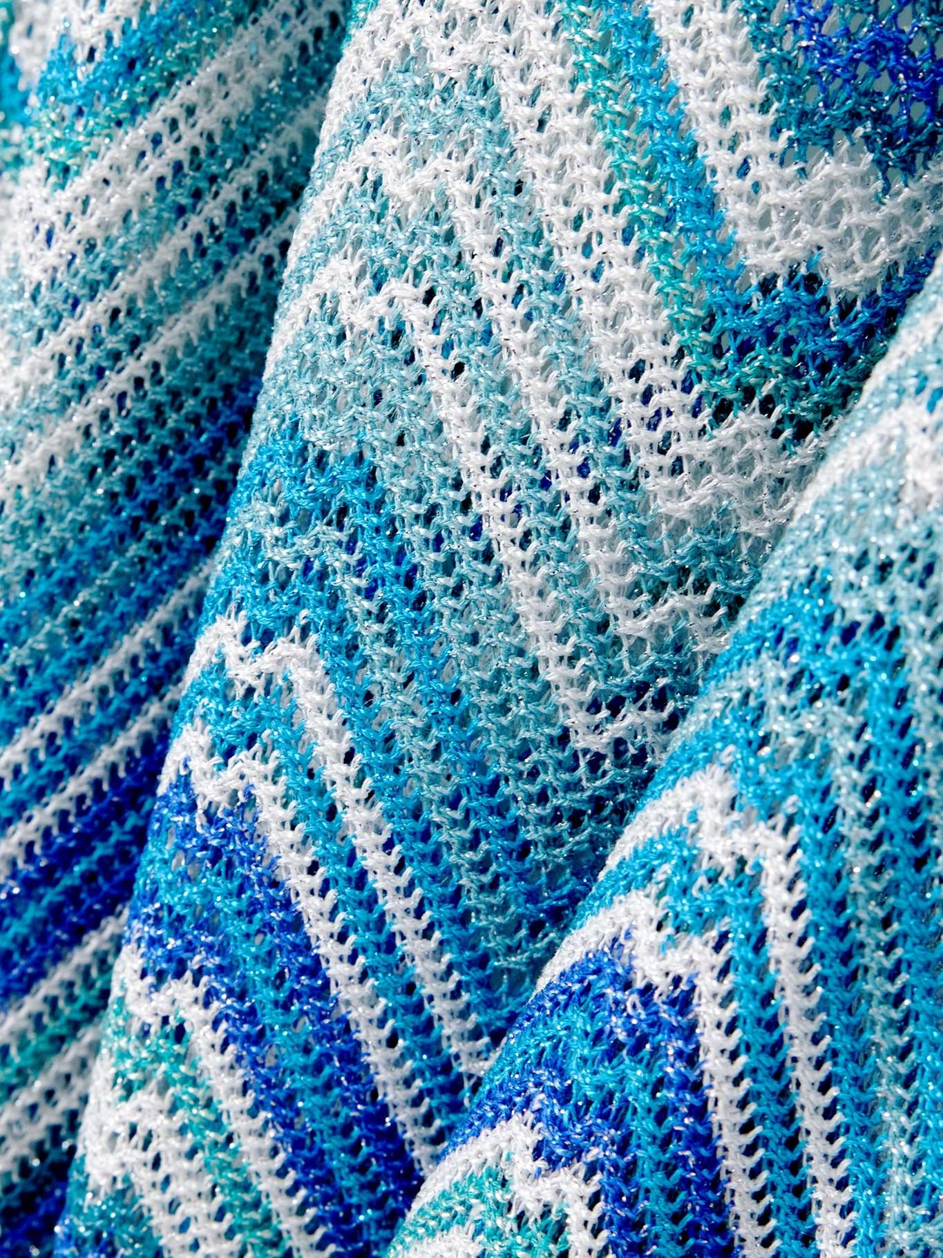 One-shoulder cutout metallic striped crochet-knit maxi dress - 4