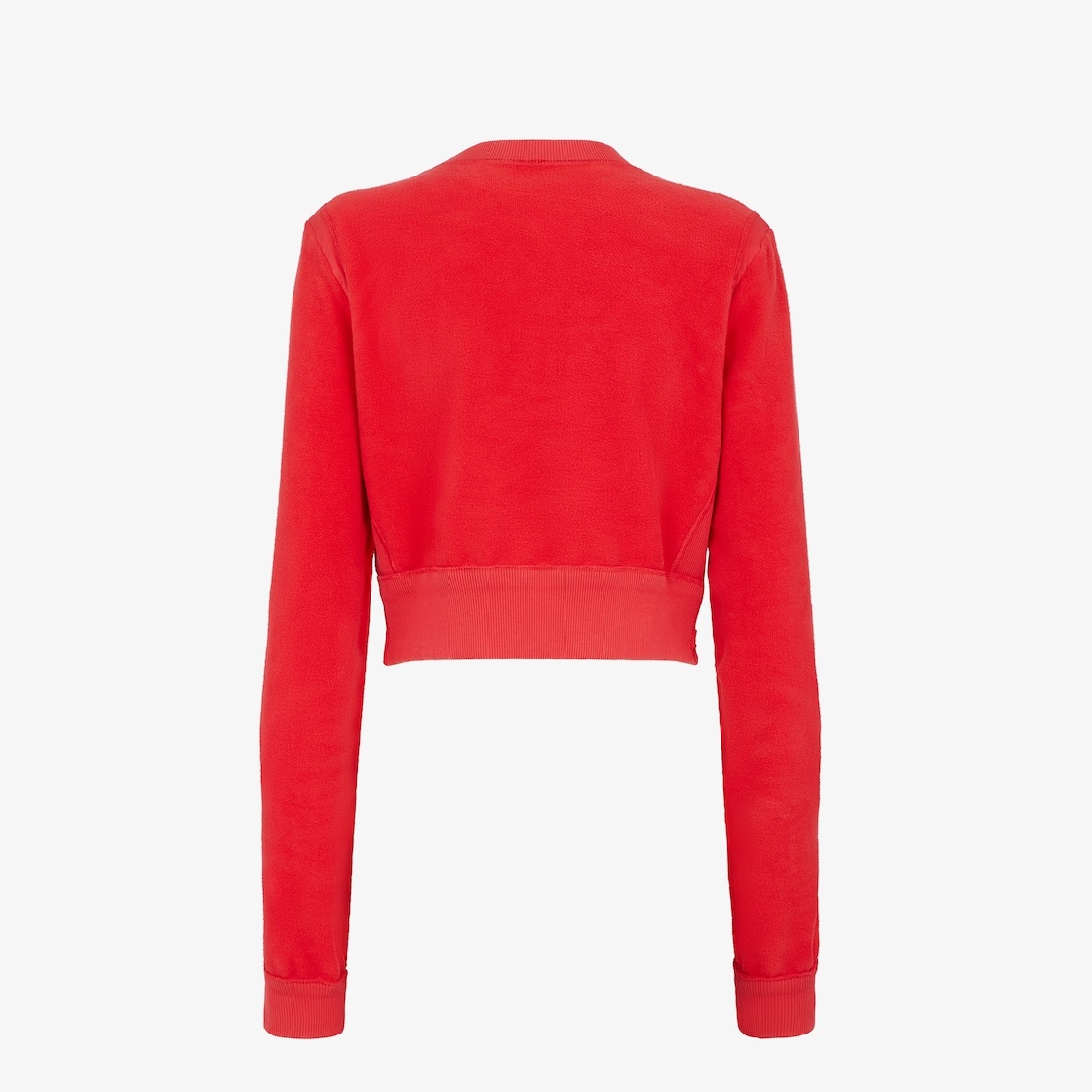 Long-sleeved cropped sweatshirt. Made of red jersey decorated with the Fendi Roma logo reinterpreted - 2