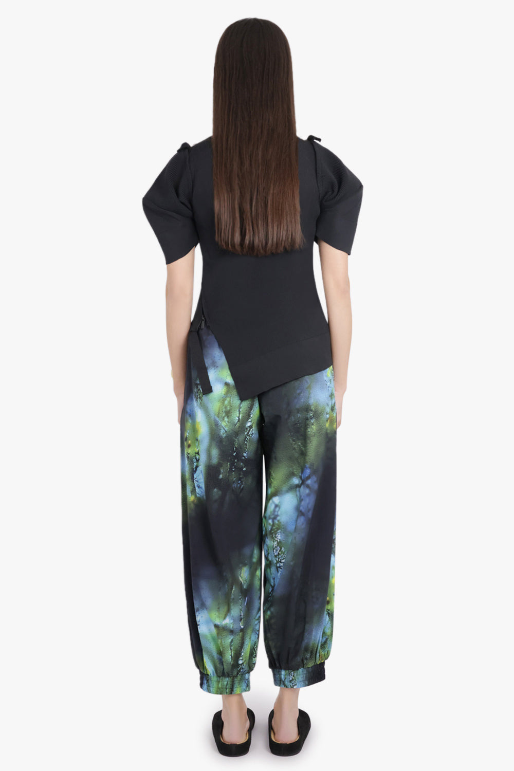 LOOSE FIT BLURRED PHOTO PRINT PANT | BLACK/BLUE/GREEN - 5