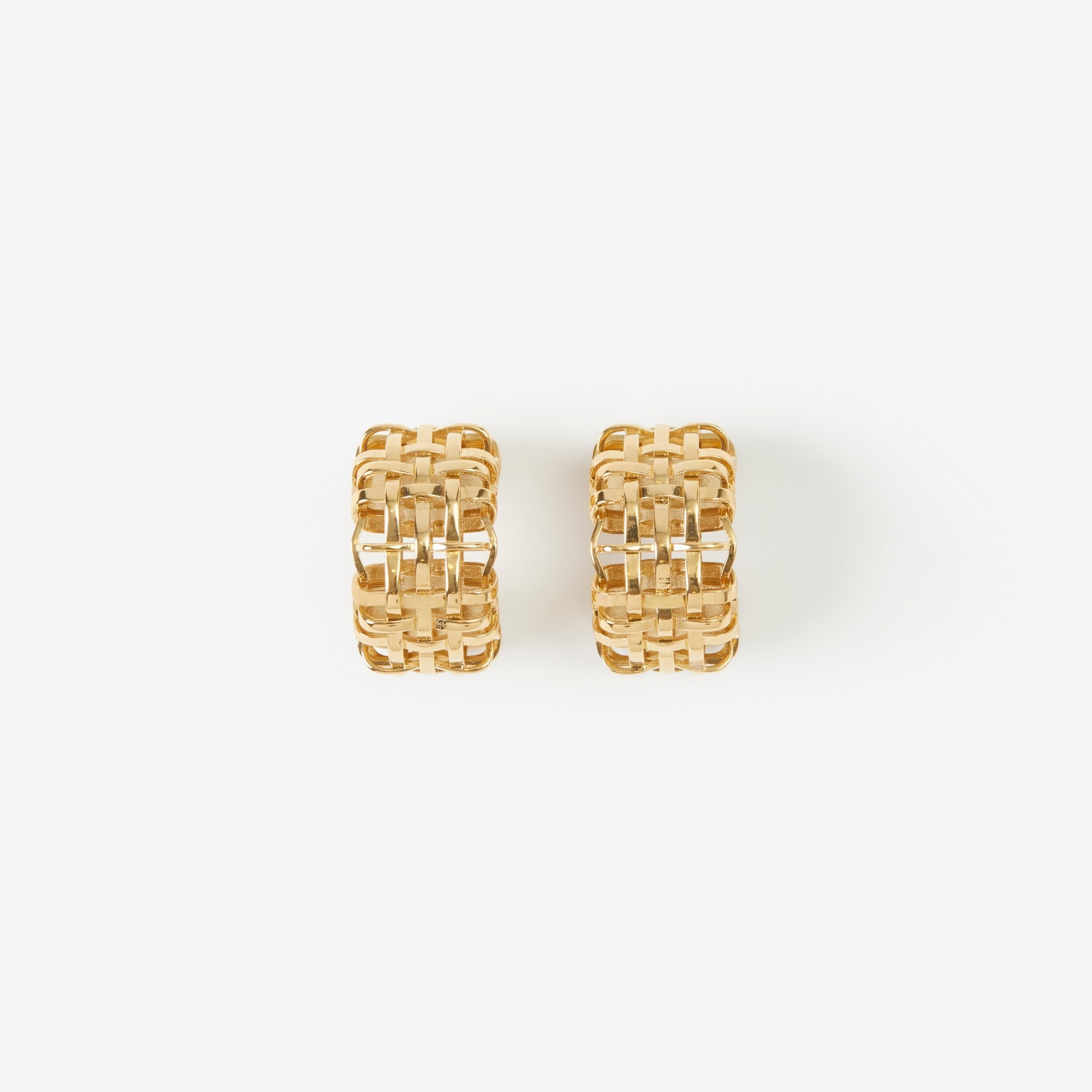Gold-plated Check Hoop Earrings - 2