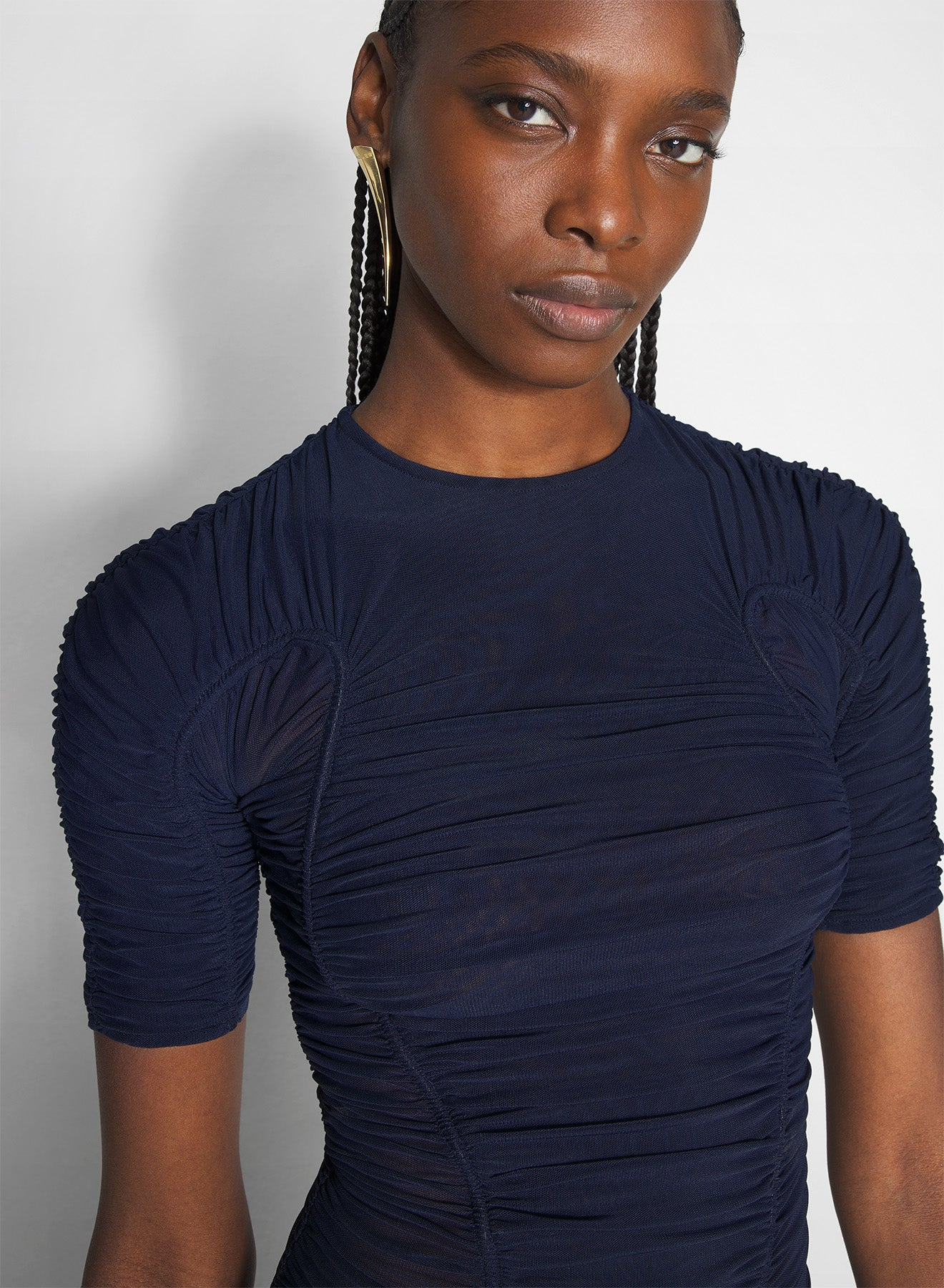 blue ruched t-shirt - 3