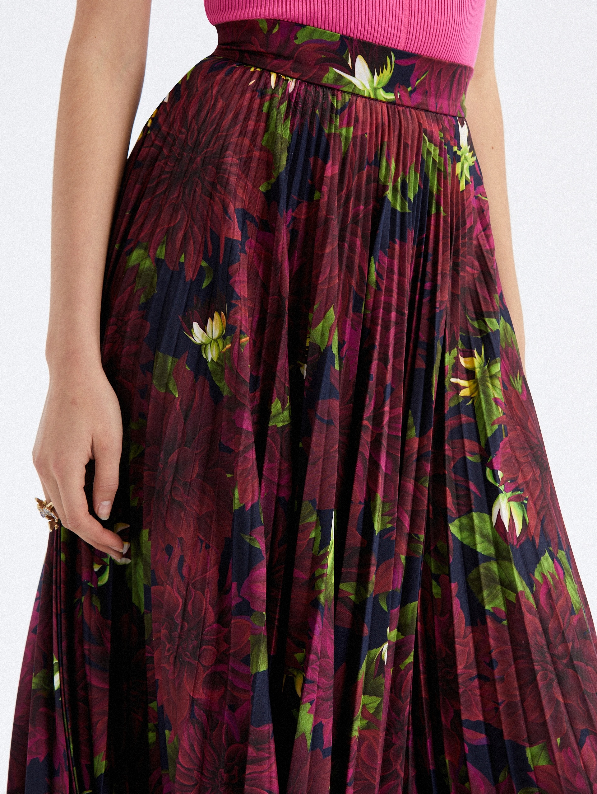 PLEATED DAHLIA JERSEY SKIRT - 4