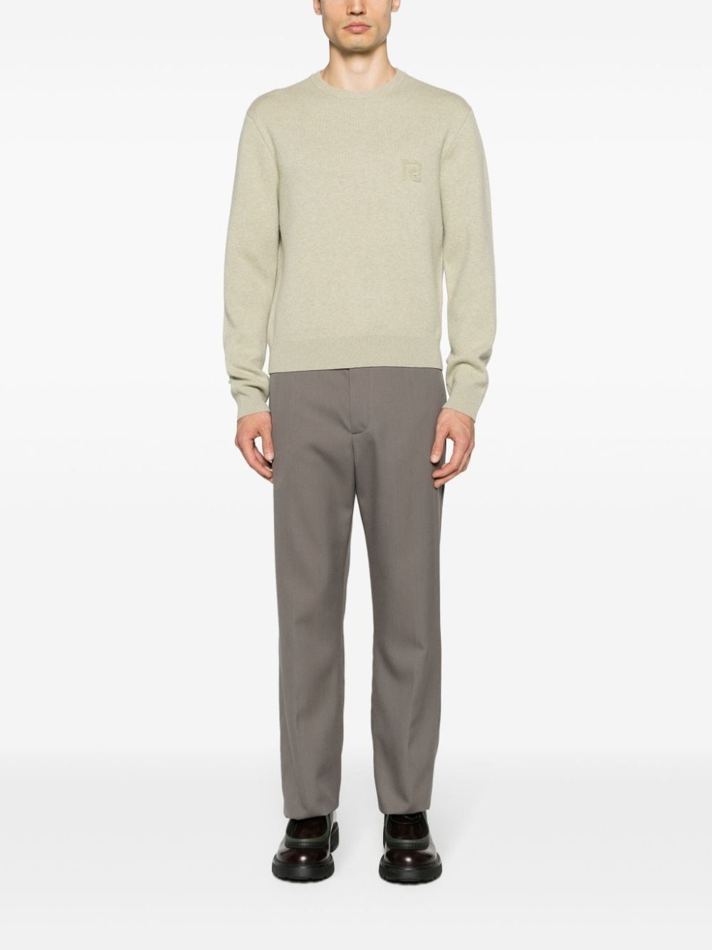 logo-embroidered merino jumper - 2