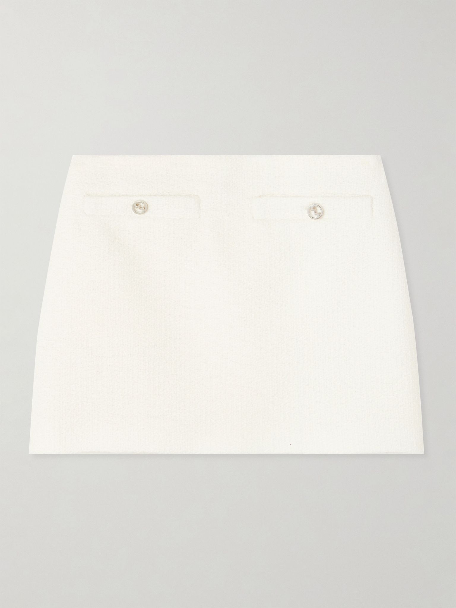 Wool-blend bouclé-tweed mini skirt Off-white - 1