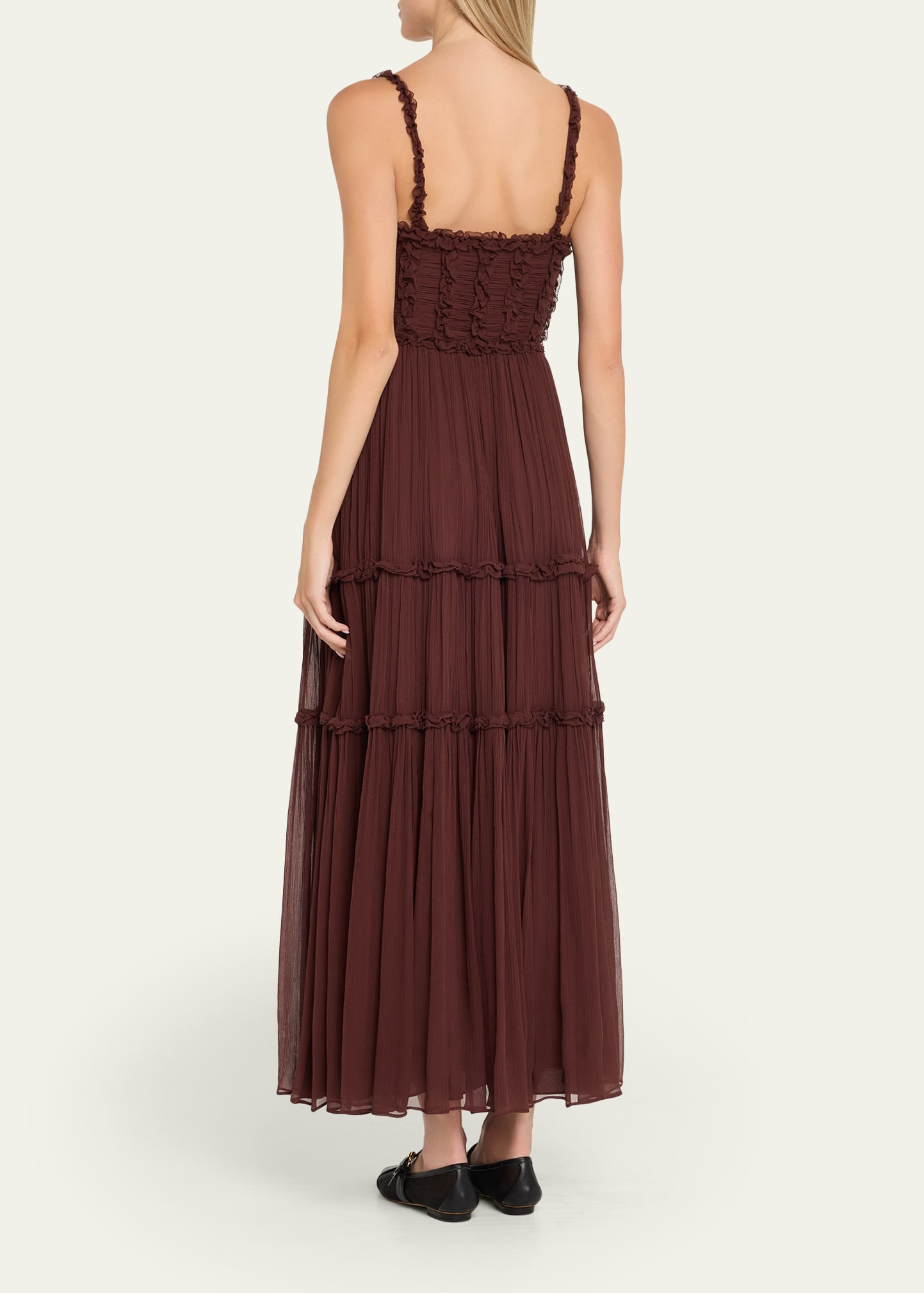 Talitha Smocked Sleeveless Silk Midi Dress - 3