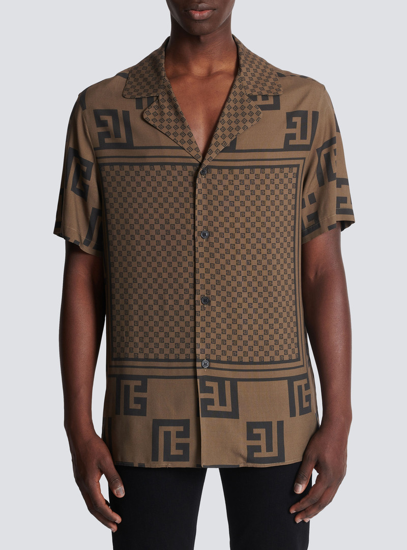 Short-sleeved shirt with monogram scarf print 5
