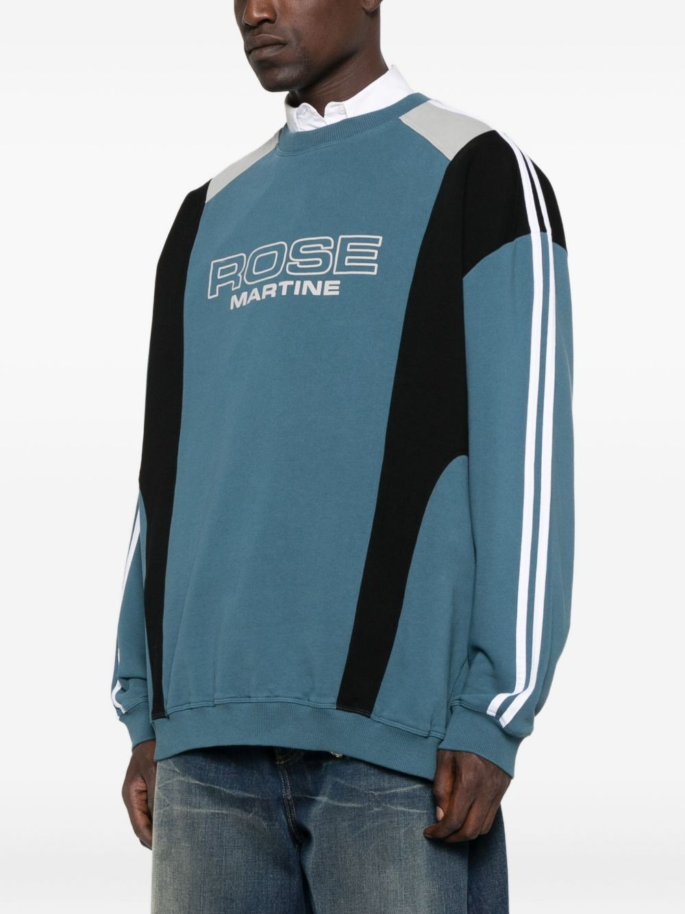 panelled striped sweatshirt - 3