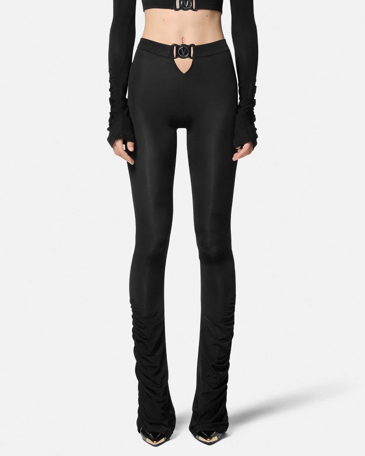 V-Emblem Ruched Pants - 4