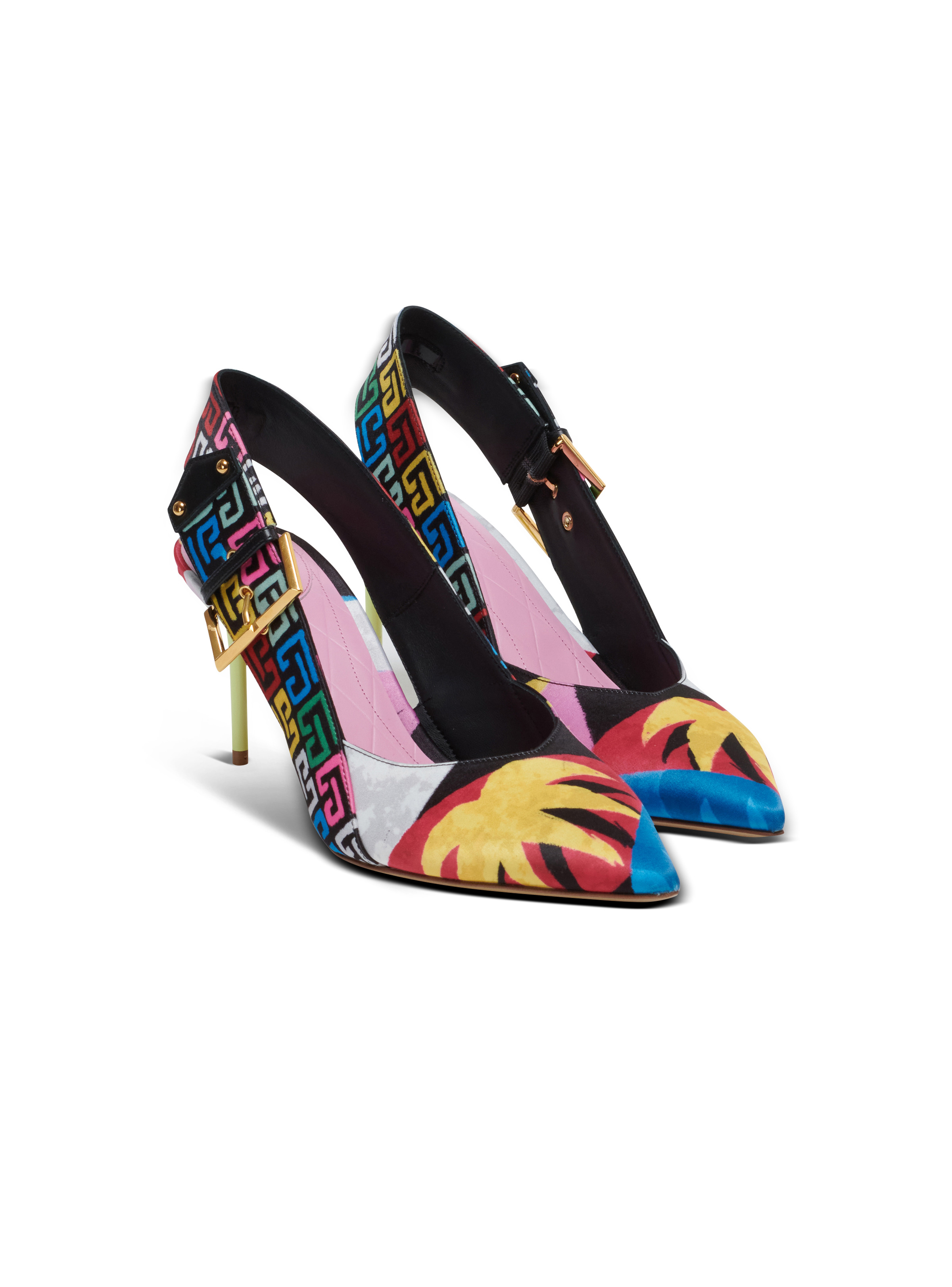 Heeled Ruby slingbacks in printed satin - 2