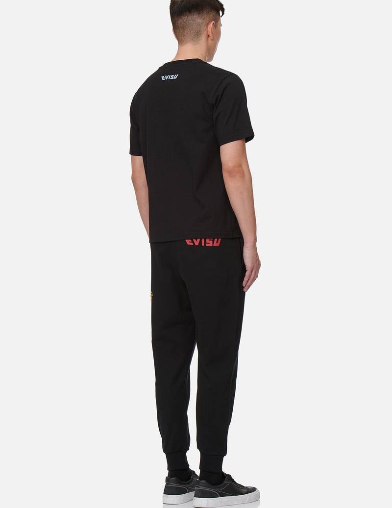 EVISU COLOR-BLOCKING GODHEAD PRINT SWEATPANTS outlook