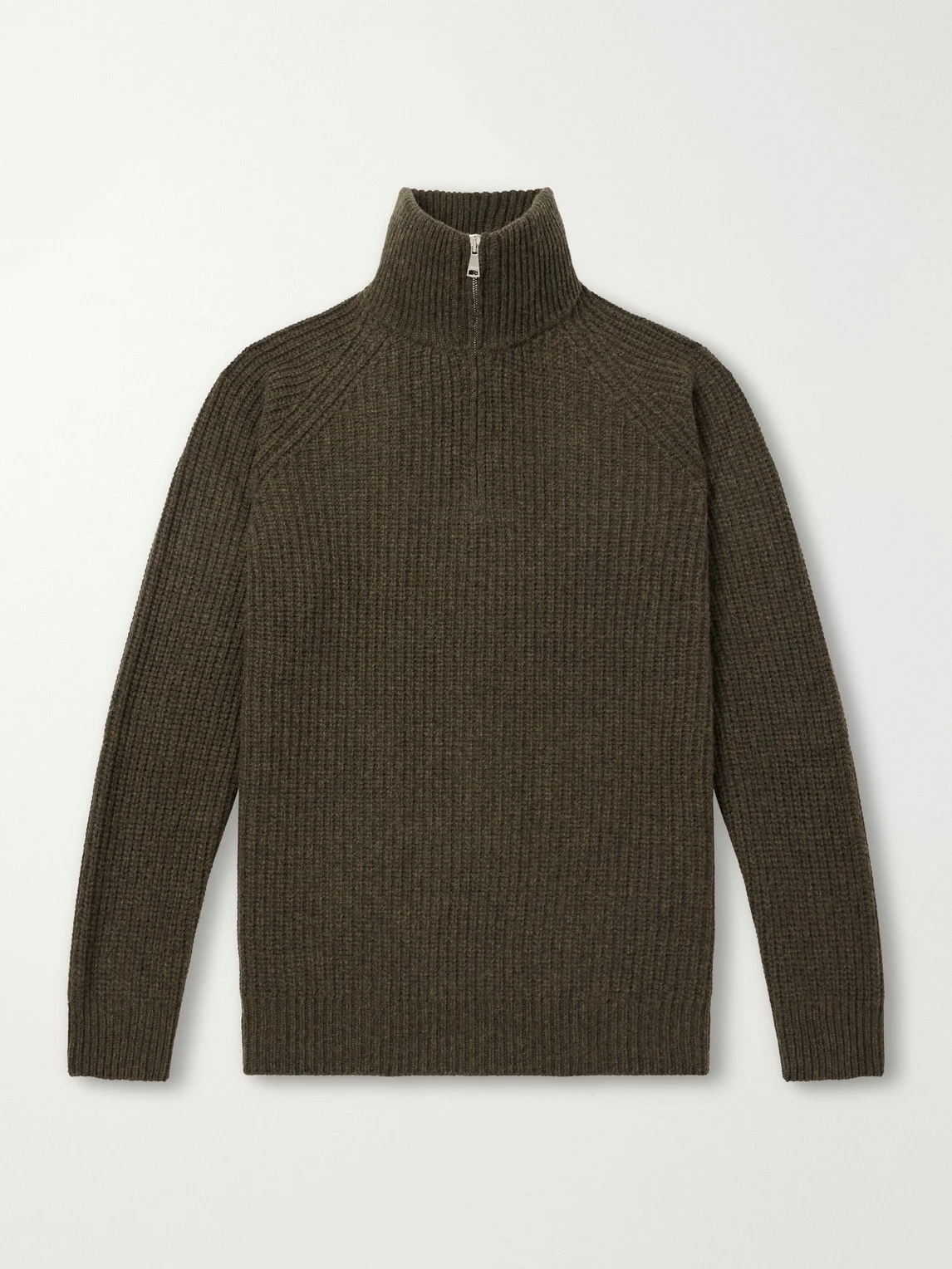 Ribbed Wool Half-Zip Sweater - 1