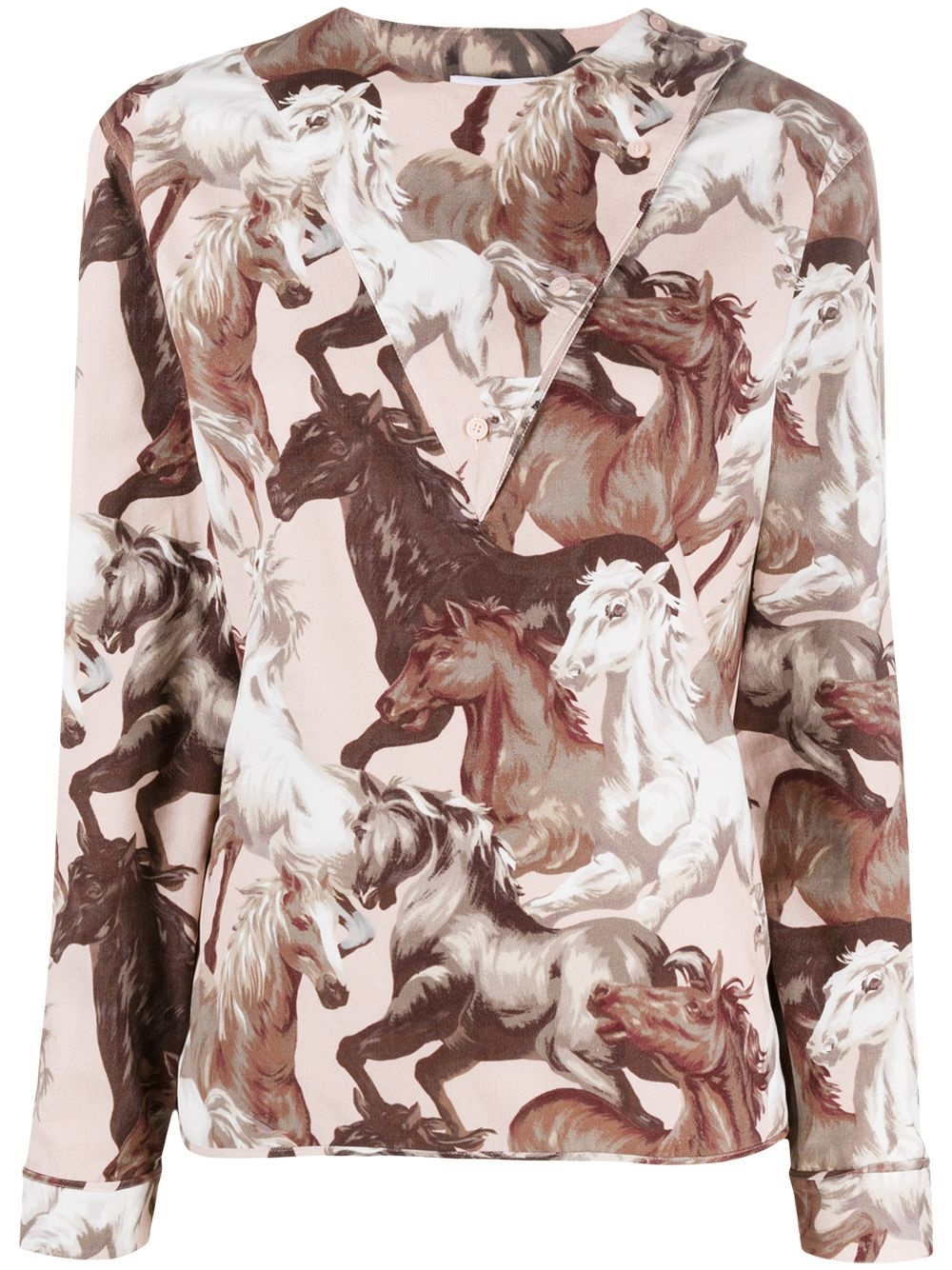 horse-print cotton blouse - 1